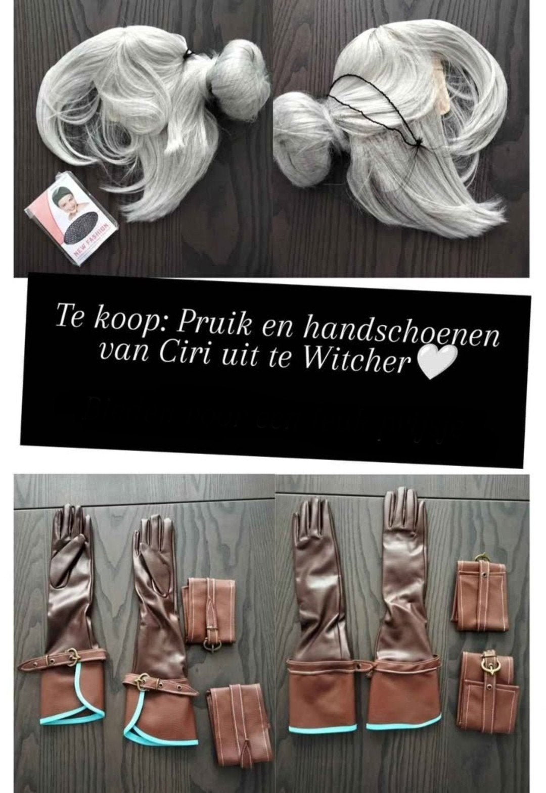 Ciri pruik en handschoenen - The Witcher cosplay set, Ophalen of Verzenden, Nieuw, Accessoires