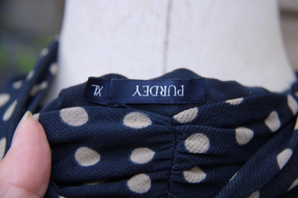 Overslagjurk donkerblauw/ taupe Purdey mt XL Vaste prijs, Blauw, Maat 46/48 (XL) of groter, Ophalen of Verzenden, Zo goed als nieuw