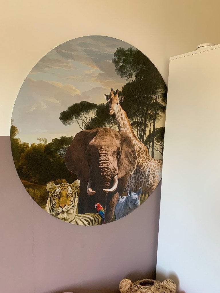 Muur cirkel ( jungle), Ophalen, Meerkleurig, Zo goed als nieuw, Kunststof