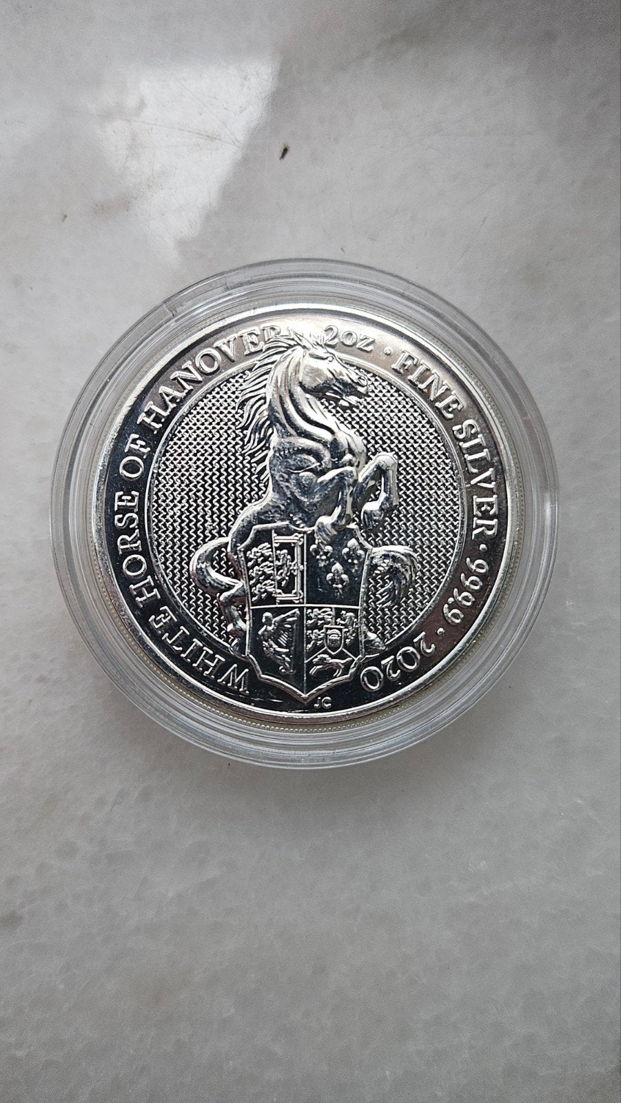 2 ounce queens beast white horse of hanover, Ophalen of Verzenden, Zilver