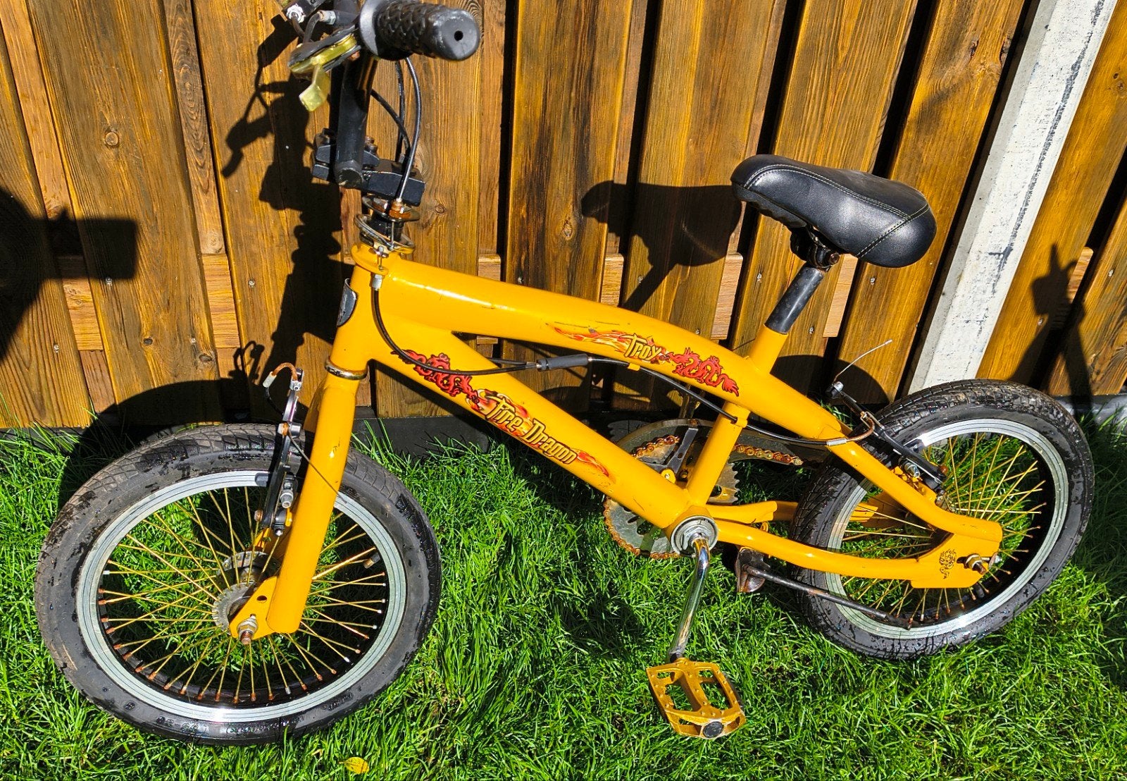 Troy Bikes BMX - Gele kinderfiets 16 inch, Ophalen, Staal, Velgrem, Troy Bikes