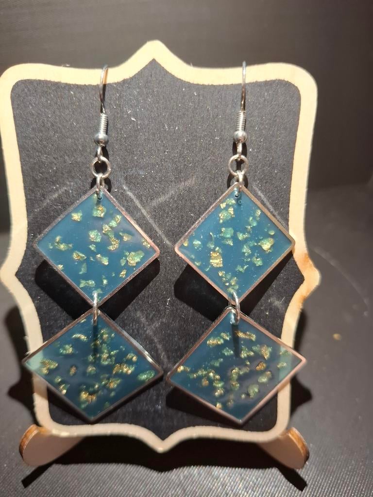 Oorbellen, Overige materialen, Hangers, Blauw, Nieuw