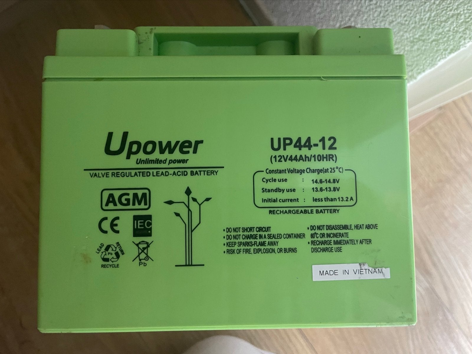 Zgn scootmobiel   Upower UP44-12 AGM accu (12V 44Ah), Ophalen of Verzenden, Nieuw, Oplaadbaar