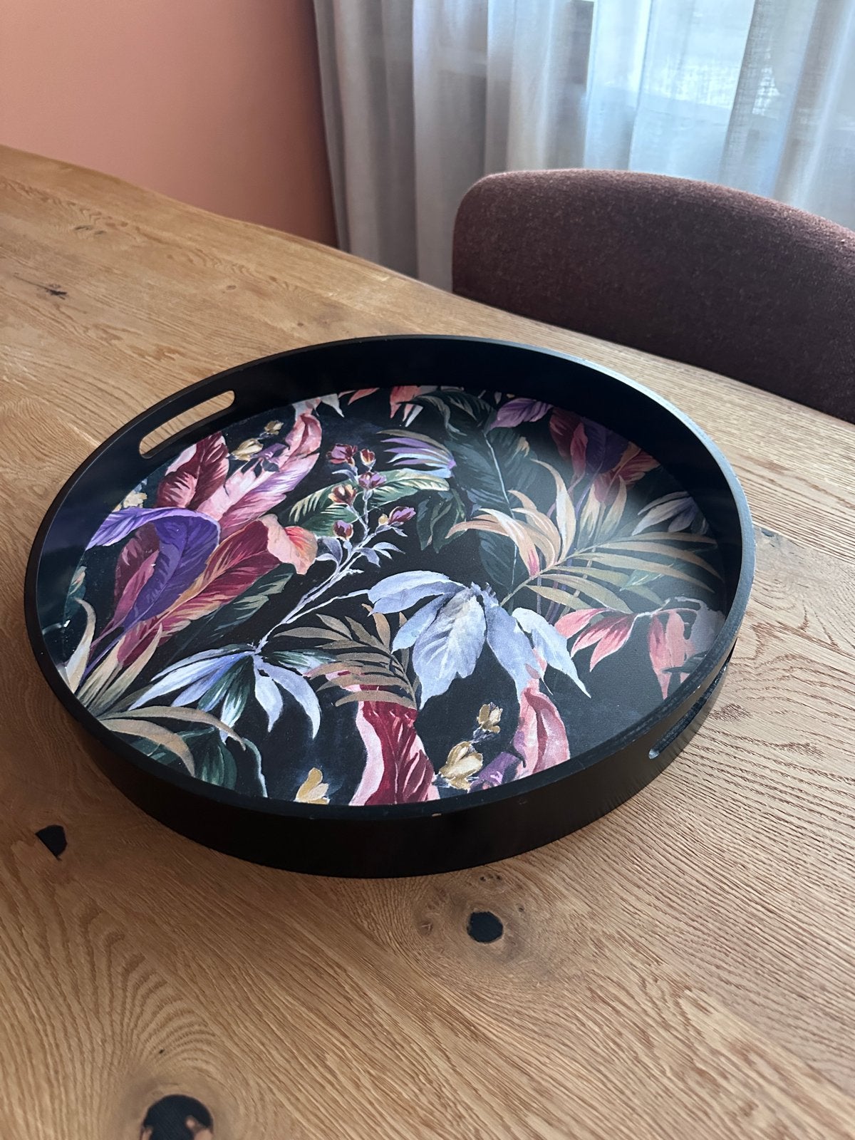 Rond dienblad met tropische print, Ophalen, Overige materialen, Gebruikt, Rond