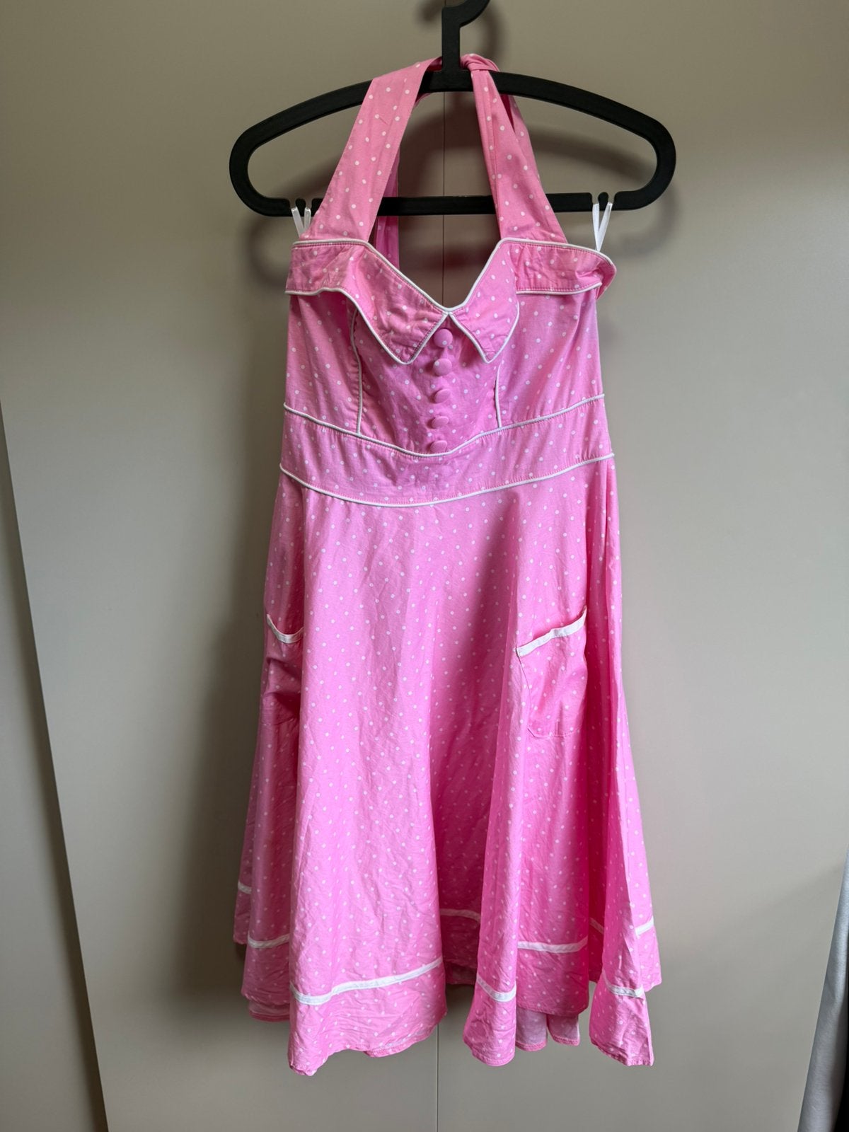 Hell Bunny Vixen roze polkadot stippen 50’s Dress / maat XL, Maat 46/48 (XL) of groter, Ophalen of Verzenden, Zo goed als nieuw