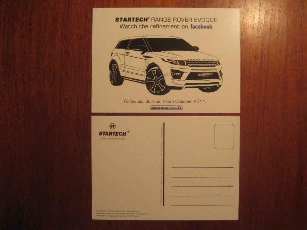 Ansichtkaart Startech Range Rover Evoque, Boeken, Ophalen of Verzenden, Nieuw, Overige merken