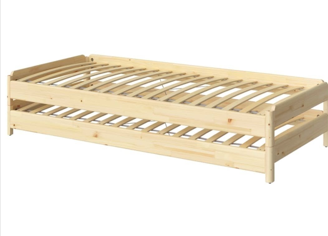 IKEA UTÅKER stapelbed, 80x200 cm (excl. matras), Ophalen, Eenpersoons, Beige, Zo goed als nieuw