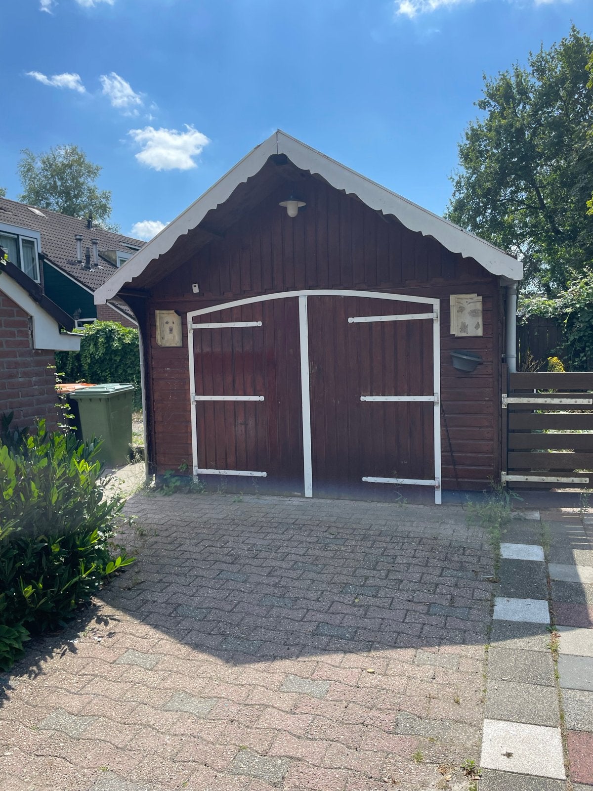 Houten schuur 3,5x5,5/6m gratis afhalen, zelf monteren, Ophalen, Schuur, 2 ramen, 500 cm of meer
