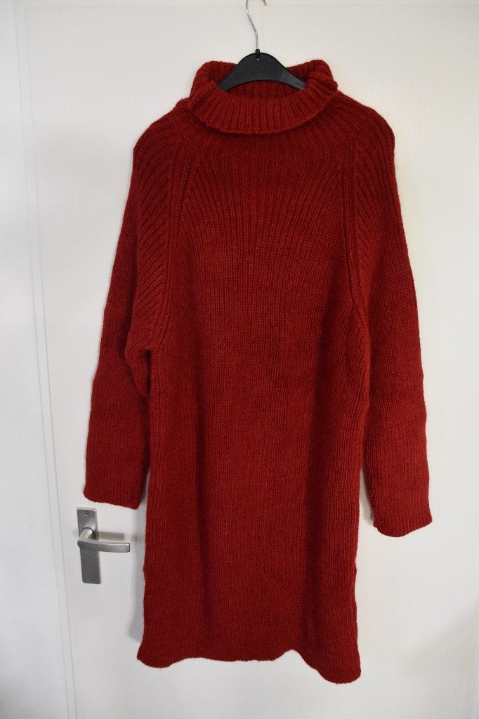 prachtige nieuwe rode wolmix warme gebreide jurk maat 48, Kleding | Dames, Ophalen of Verzenden, Zo goed als nieuw, Rood, Jurk