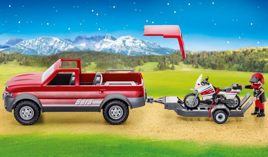 PLAYMOBIL 70116 Pick-Up en motor met tent 80 delig, Ophalen of Verzenden, Nieuw, Complete set