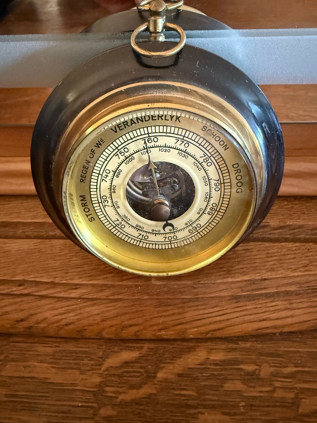 Antieke Barometer - Weerstation - Koper en Hout, Ophalen of Verzenden, Zo goed als nieuw, Barometer