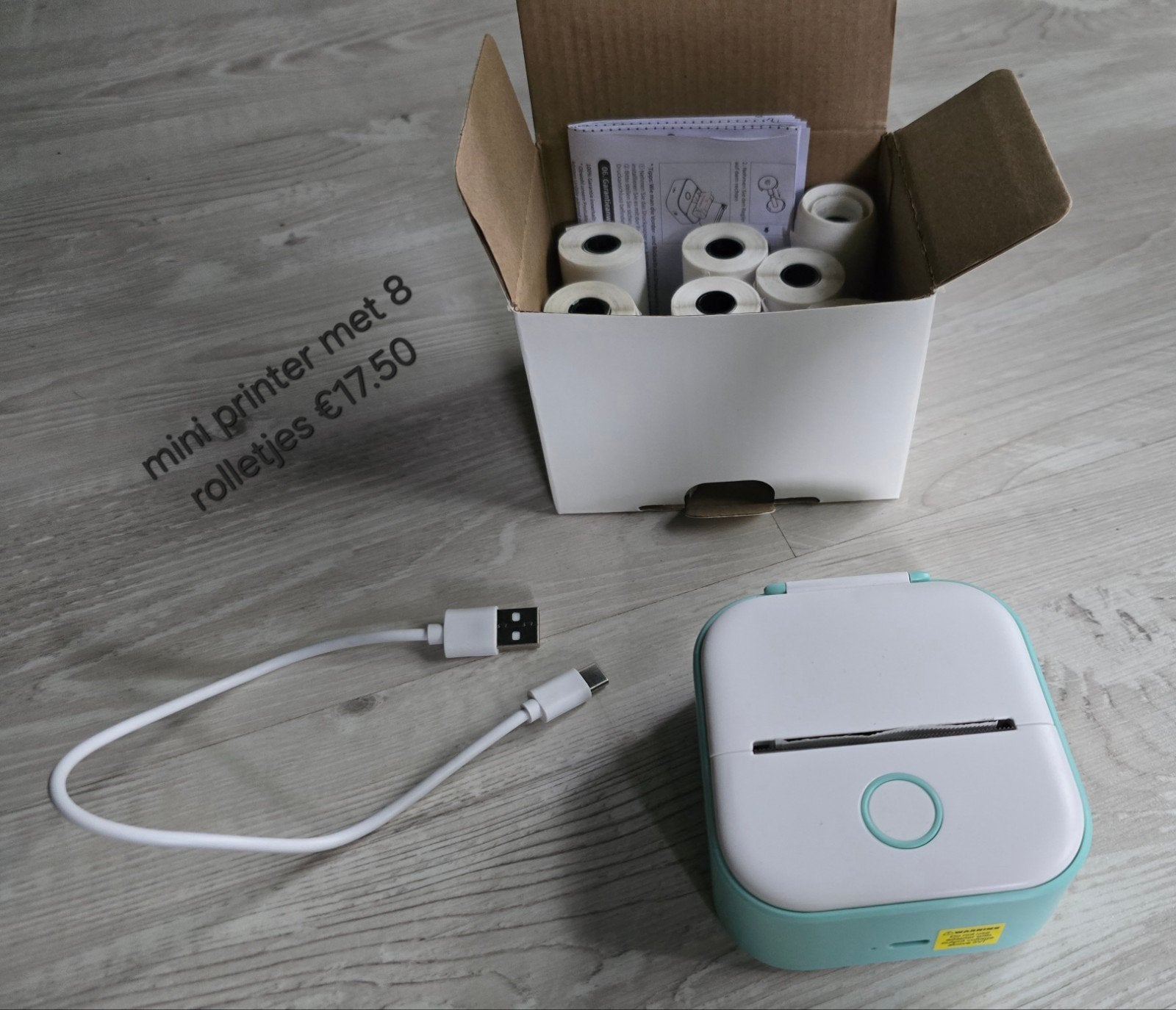 mini pocket printer met extra rolletjes, Ophalen