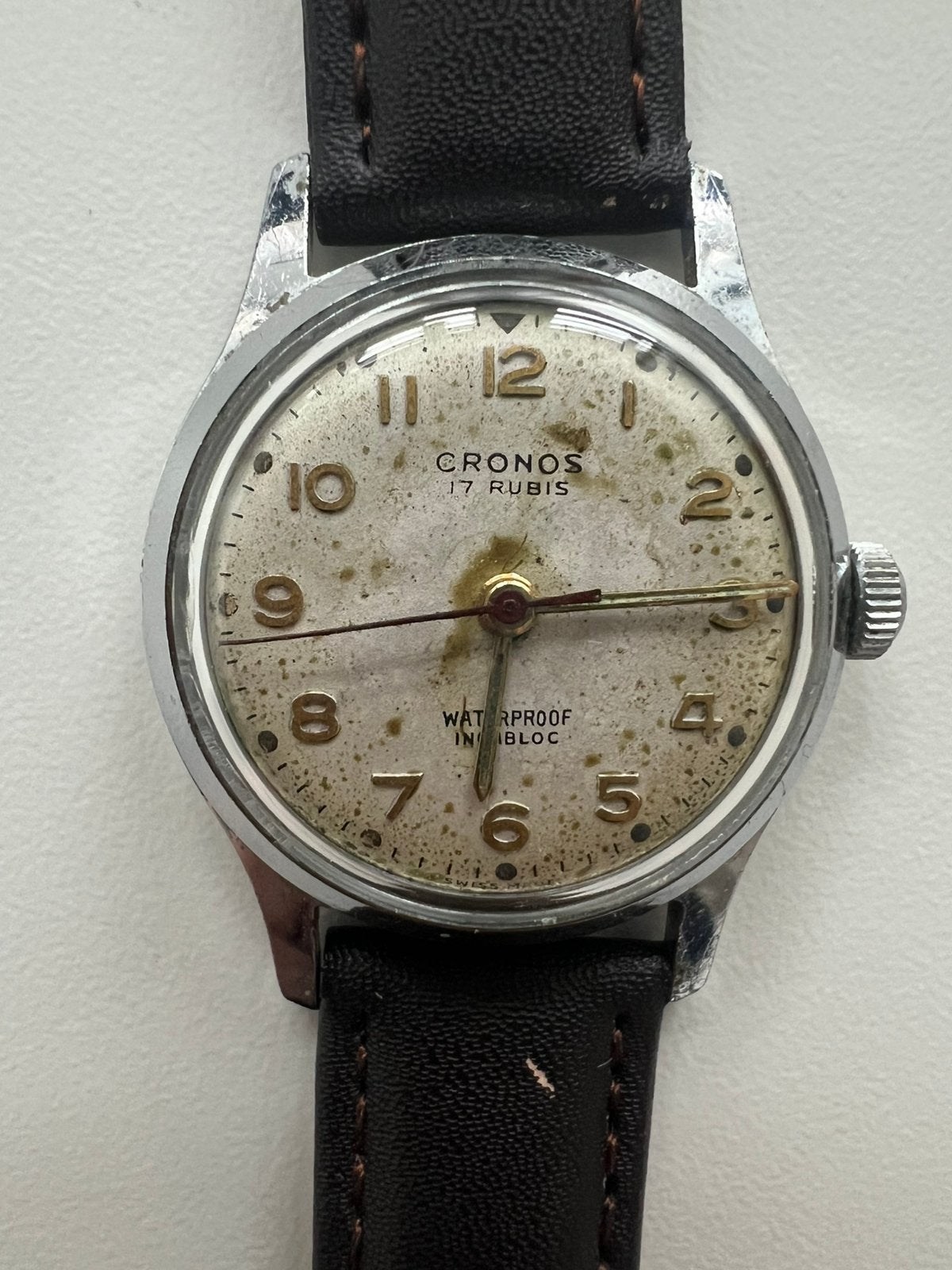 Prachtige vintage mechanische horloge van Cronos, Overige merken, Overige materialen, Met bandje, Polshorloge