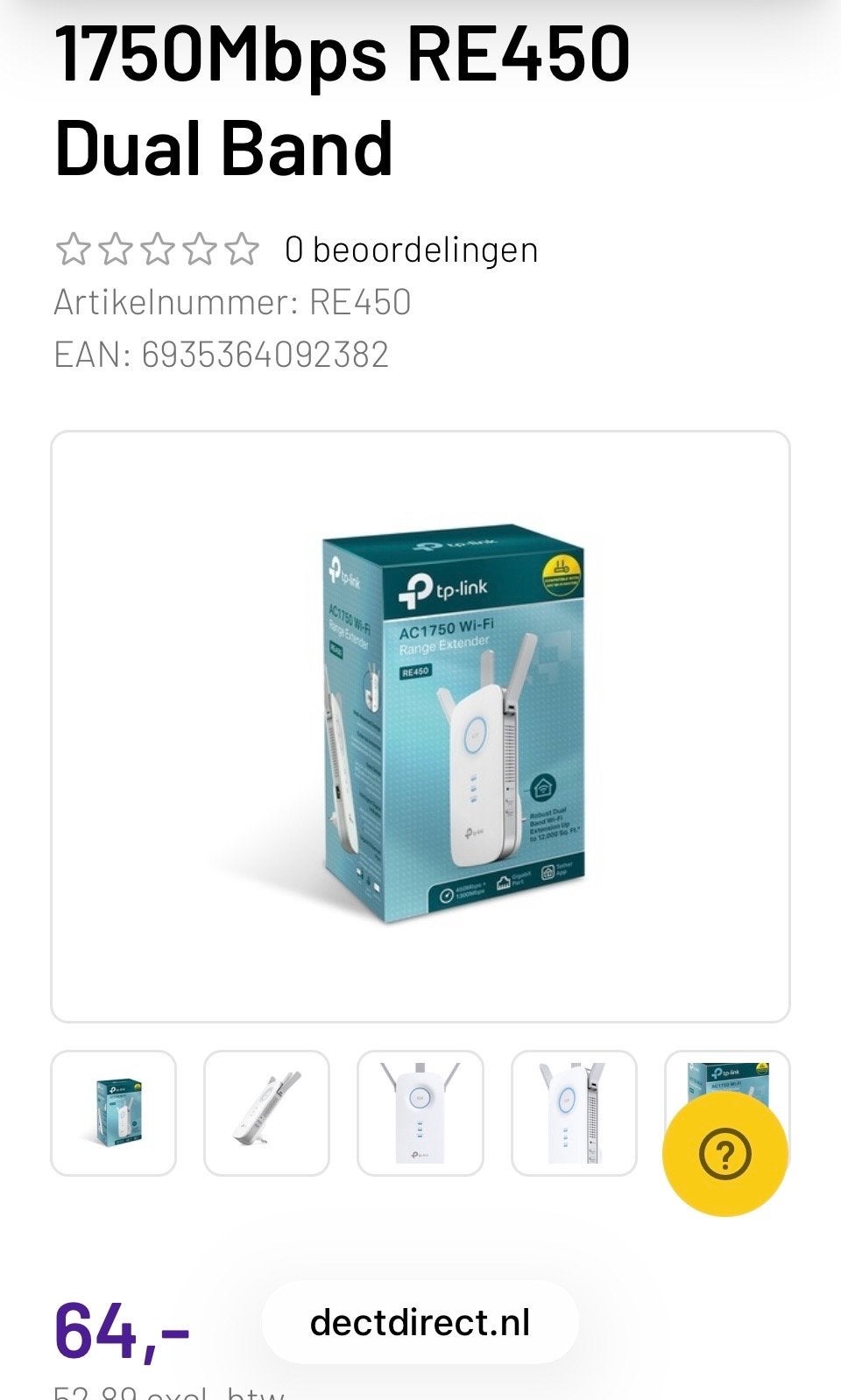 TP-Link RE450 AC1750 Dual Band Wi-Fi Range Extender, Ophalen of Verzenden, Nieuw