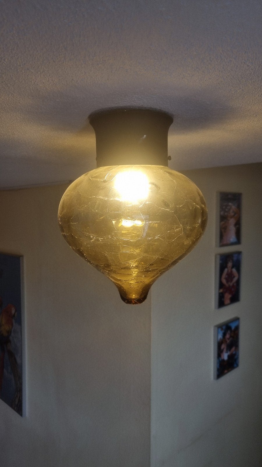 Vintage plafond druppel lamp met E27 fitting, Ophalen, Gebruikt, E27 (groot)