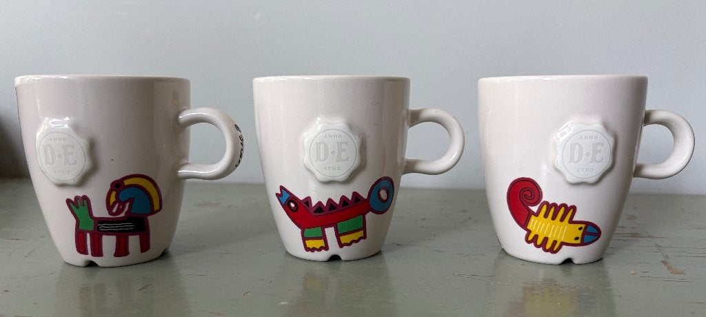 5 Douwe Egberts kopjes, Gebruikt, Overige merken, Ophalen of Verzenden, Overige stijlen