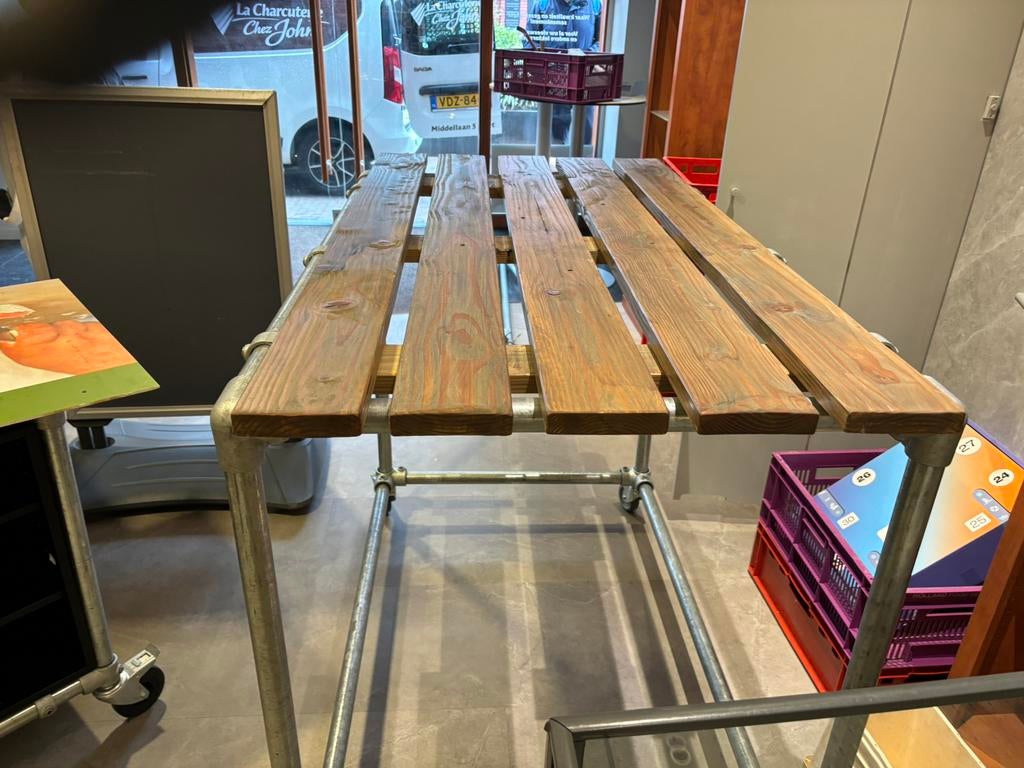 Mooie stijgerhouten werkbank, Tuin en Terras, Tuintafels, Ophalen
