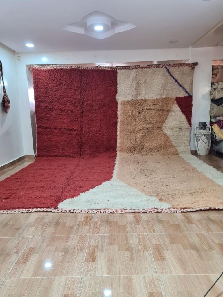 Handgemaakt creme / beige / rood berber tapijt, Ophalen of Verzenden, Maroccarpets, Info@maroccarpets.com, Nieuw