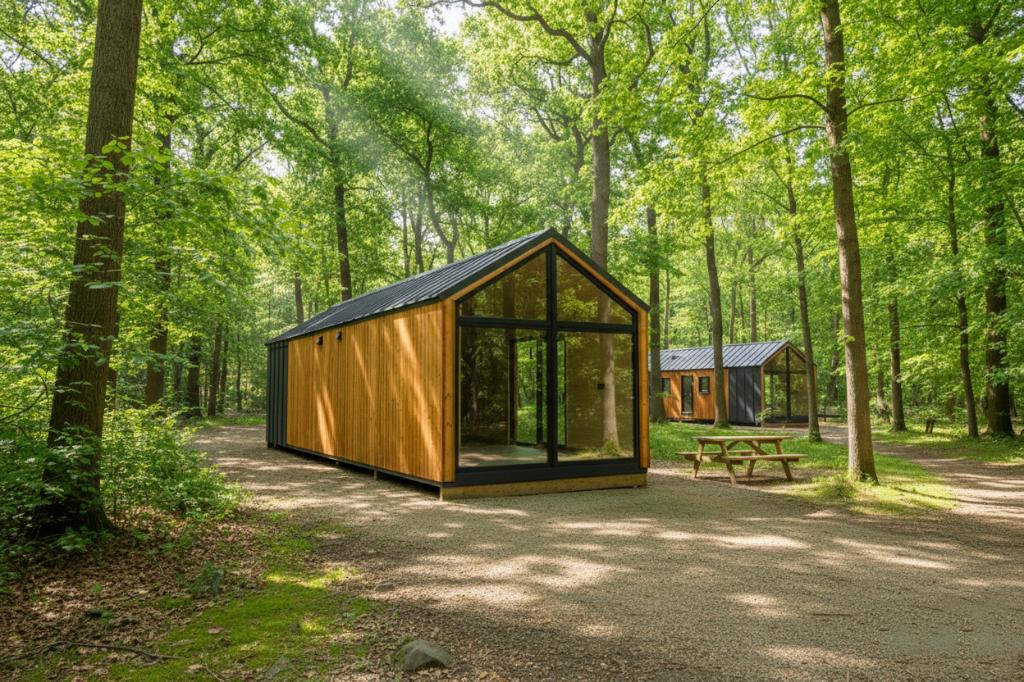 Nieuw Tiny house, chalet, tuinhuis wintervast 11x3.2m HR++, Tuin en Terras, Tuinhuizen, Ophalen, 200 tot 400 cm, Nieuw, 500 cm of meer