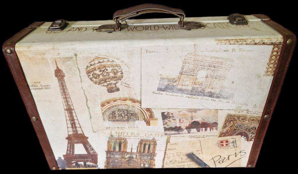 Prachtig vintage Paris koffertje, Sieraden, Tassen en Uiterlijk, Koffers, Ophalen of Verzenden, Leer
