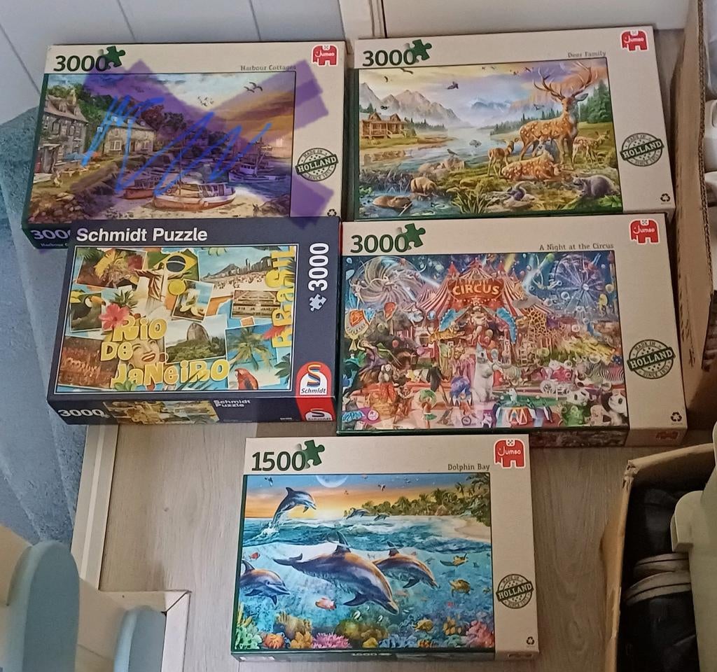 4 goede legpuzzels: 3x 3.000 stukjes en 1x 1.500 stukjes, Ophalen of Verzenden, Meer dan 1500 stukjes, Zo goed als nieuw, Legpuzzel