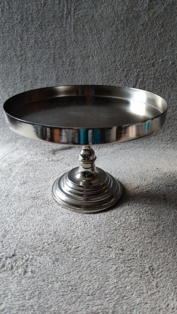 Taartplateau, plateauschaal, schaal op voet, cake stand, Ophalen of Verzenden, Rond, Metaal