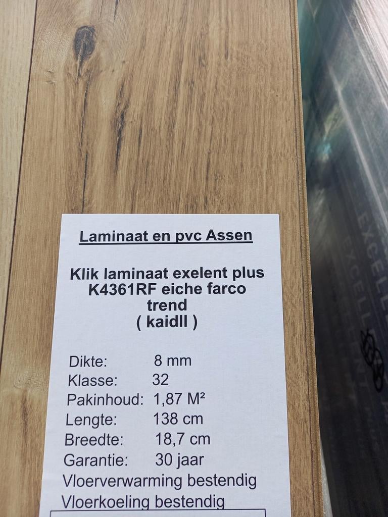 laminaat excellent plus 8 mm K4361, Ophalen, 50 tot 150 cm, Nieuw, 10 m² of meer