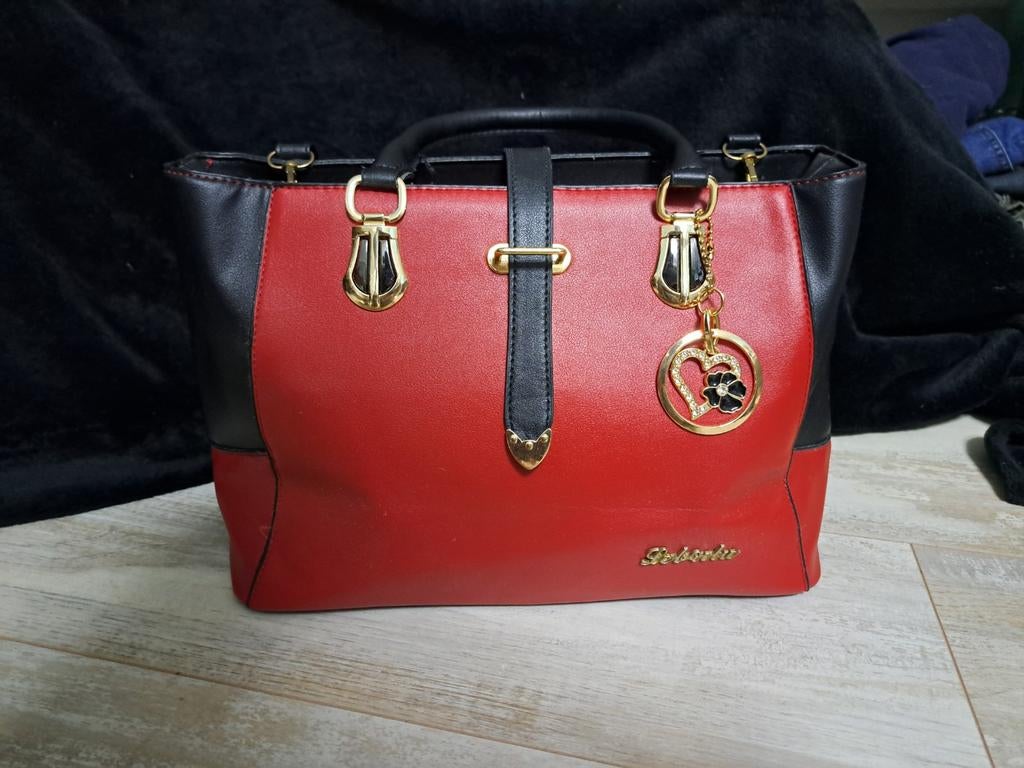 Elegante Patchwork Schoudertas, Sieraden, Tassen en Uiterlijk, Tassen | Damestassen, Ophalen of Verzenden, Nieuw, Rood, Handtas