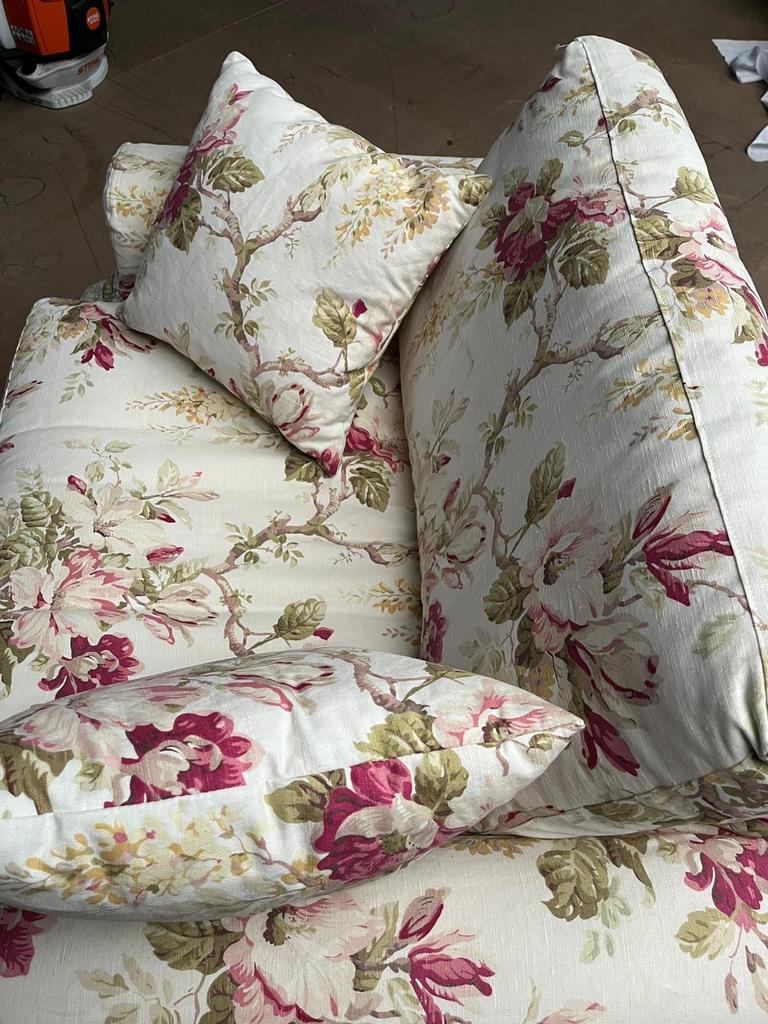 Vintage Bank met Bloemenmotief nieuw, Ophalen, Eenpersoons, Zitdeel: 75/85 cm Zit hoogte: 45 cm Voetstuk; 43x43x42 cm, Nieuw