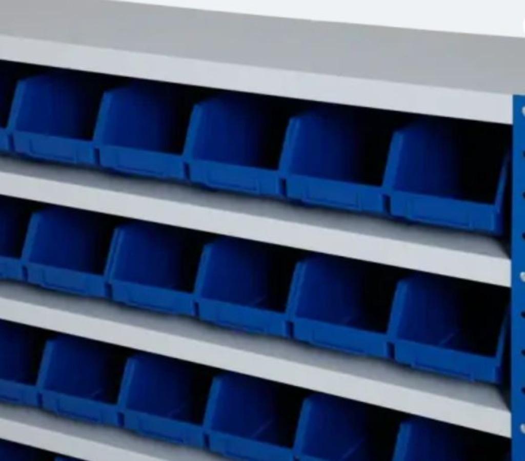 Bakkenkast, magazijnkast 200 x 100 x 25 incl. GELE bakken, Nieuw, Metaal, 150 tot 200 cm, 25 tot 50 cm