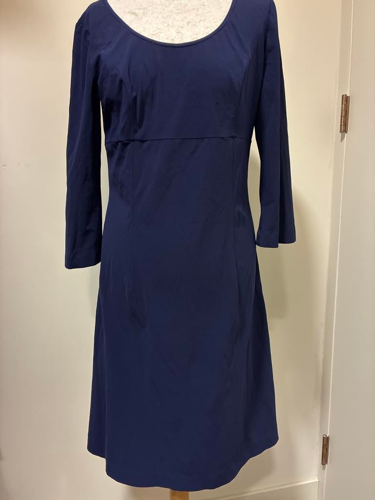 LaDress Anais Navy Jurk - Maat M, Kleding | Dames, Jurken, Zo goed als nieuw, Maat 38/40 (M), Blauw, Knielengte, Ophalen of Verzenden