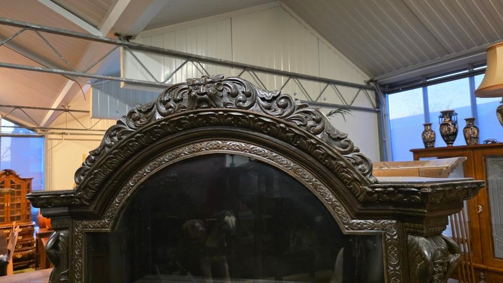 Hollandse rijk bewerkte Horrix vitrinekast, Antiek en Kunst, Ophalen