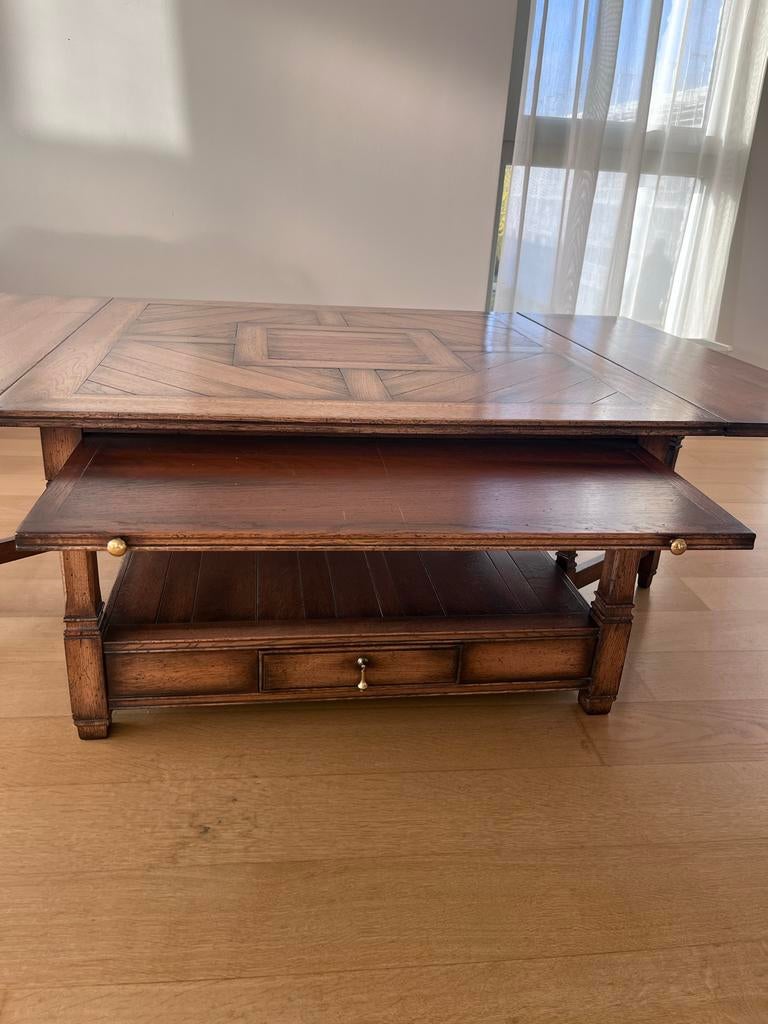 Houten Salontafel met Lade, Gebruikt, 100 tot 150 cm, Eikenhout, Ophalen of Verzenden