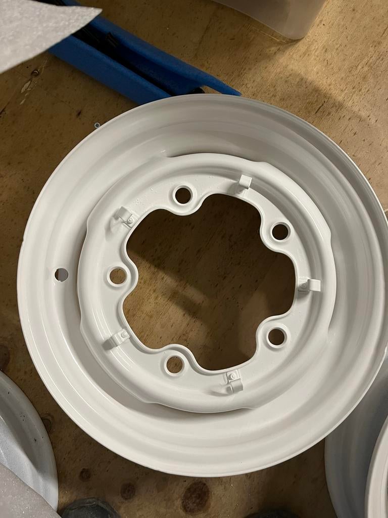 Vw T1 5x Spijlbus Velgen - Gecoat in RAL 9016, Auto-onderdelen, Banden en Velgen, Ophalen of Verzenden, Gebruikt, Zomerbanden