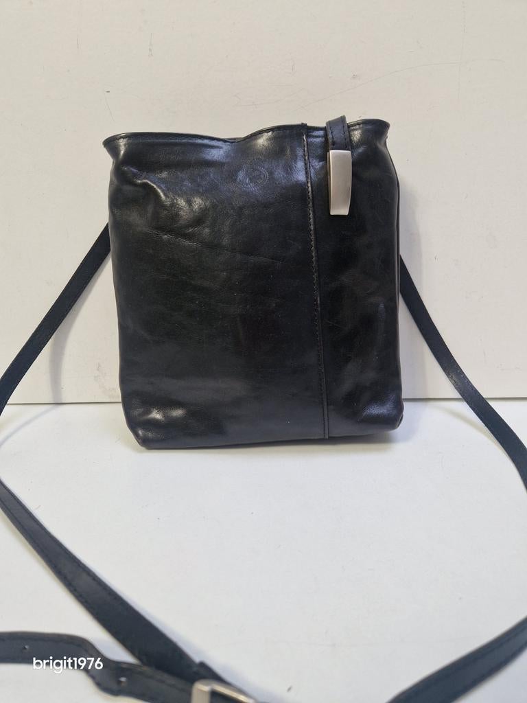 Vintage Chestnut Collection leren tas, Ophalen of Verzenden, Gebruikt, Zwart, Schoudertasje