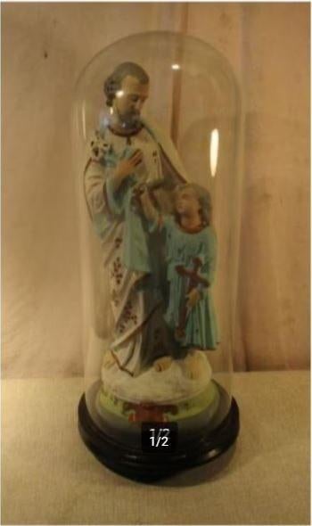 Prachtig Beeld 'Jozef en Jezus' in Glazen Stolp - 54cm, Ophalen of Verzenden