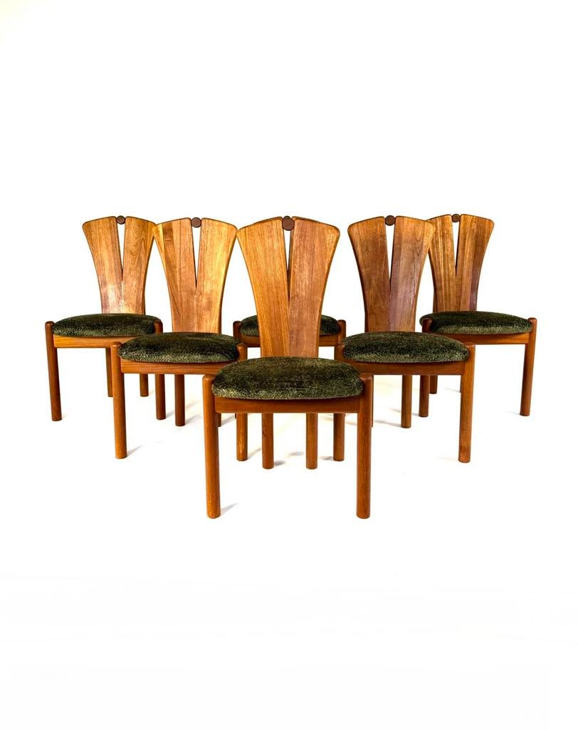 Set van 6 gerestaureerde Ansanger Møbler stoelen ‘70, Ophalen of Verzenden, Zo goed als nieuw, Vijf, Zes of meer stoelen, Hout