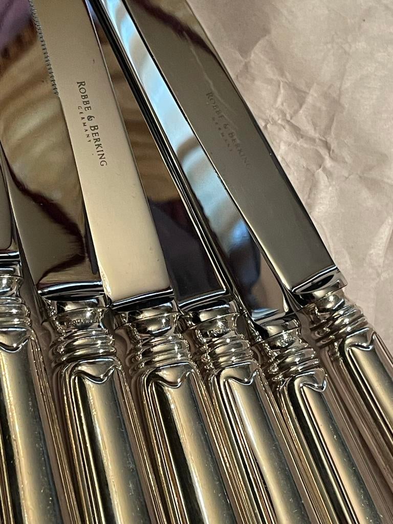 Nieuw 6x ROBBE & BERKING Faden 150 verzilverd tafelmessen, Ophalen of Verzenden