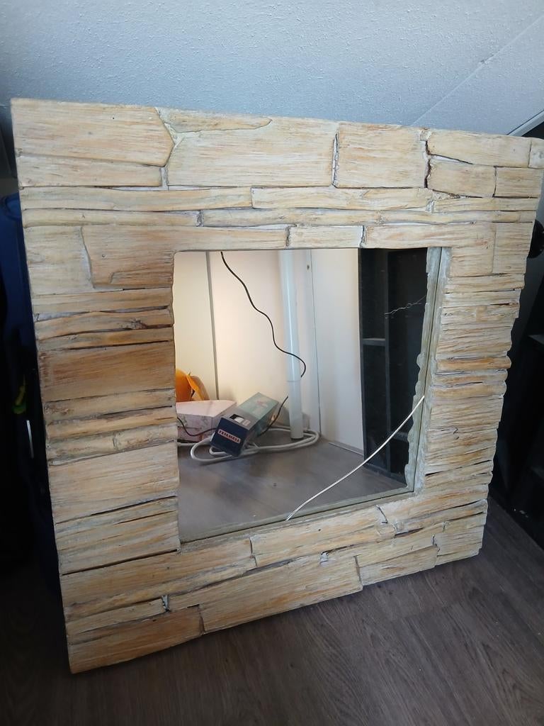 Houten badkamer spiegels, Huis en Inrichting, Woonaccessoires | Spiegels, Ophalen, Rechthoekig, Minder dan 50 cm, Minder dan 100 cm