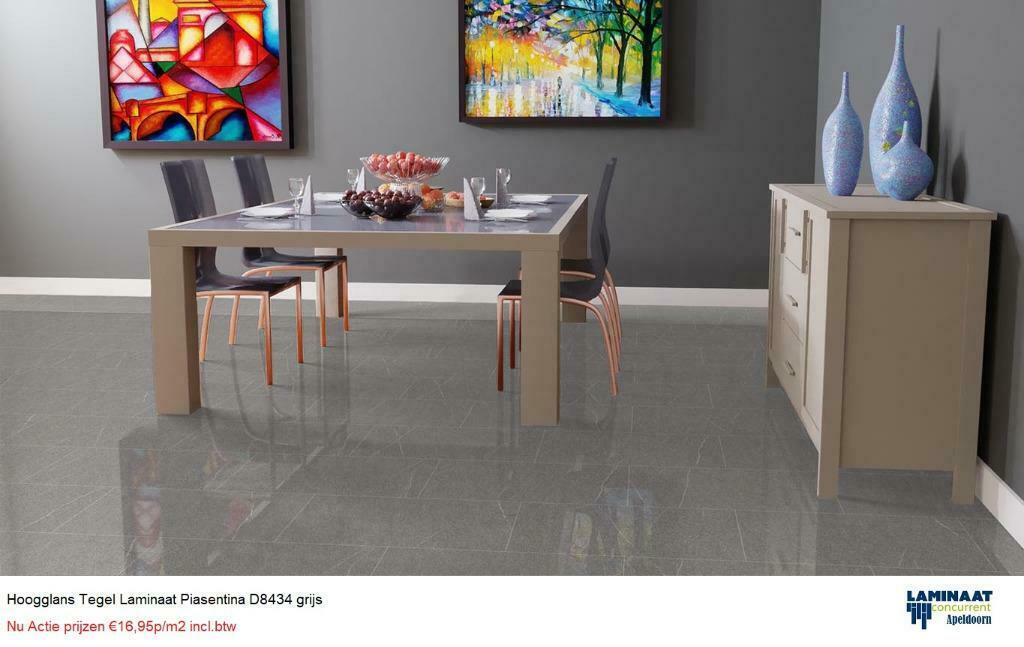 19m2 Hoogglans Laminaat Grijs piasentina D8434 Actie Prijs, Nieuw, Ophalen of Verzenden, Grijs, Laminaat