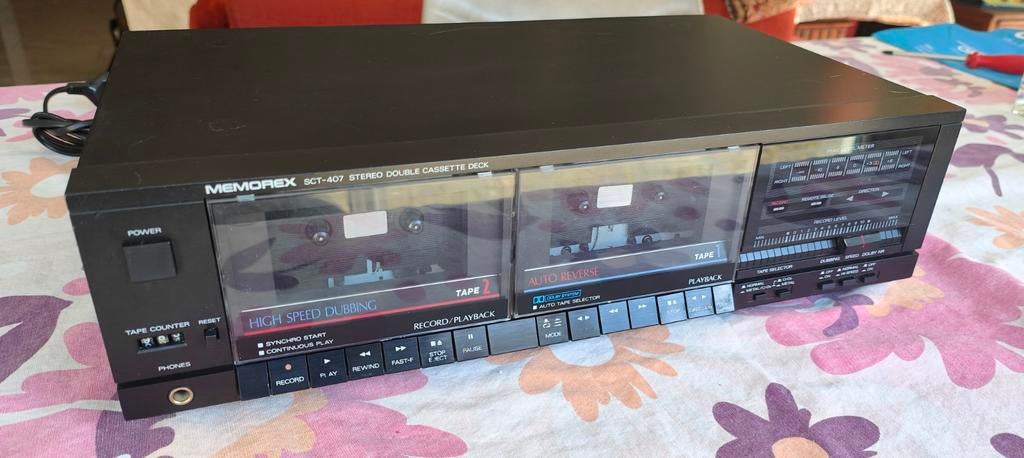 Memorex SCT-407 Dubbel Cassettedeck - Vintage Stereo, Audio, Tv en Foto, Cassettedecks, Dubbel, Overige merken, Auto-reverse, High speed dubbing