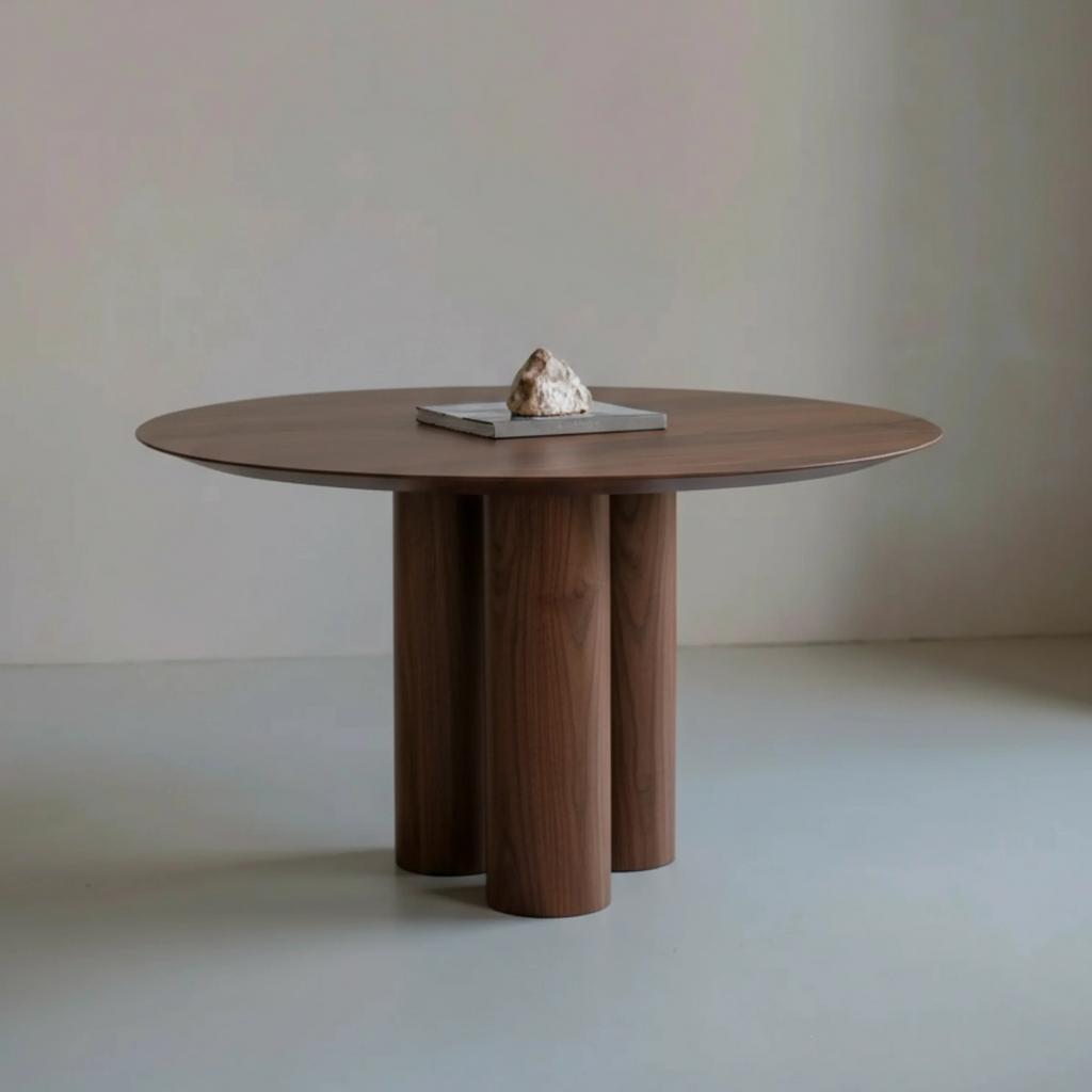 Ronde design eettafel - walnoothout - 130cm, Huis en Inrichting, Tafels | Eettafels, Ophalen of Verzenden, Rond, 100 tot 150 cm