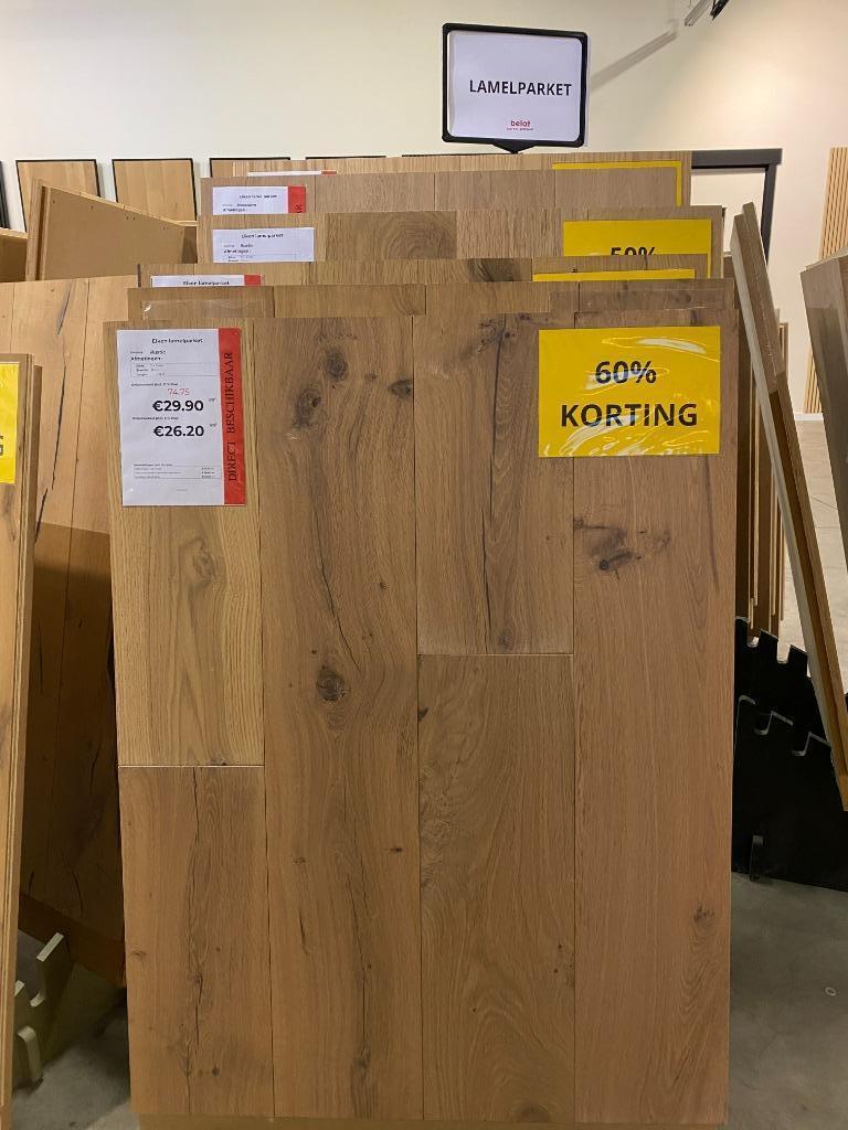 Eiken vloer voor € 37.90 /m² incl BTW - STOCKVERKOOP, Ophalen, Nieuw, Vloerdelen of -planken, 10 m² of meer