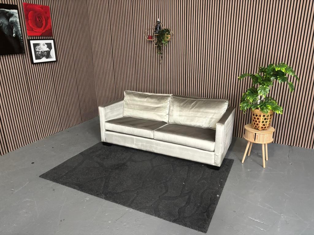 GRATIS LEVERING Velvet 2zits Bank Zilver 205x90 GEREINIGD, Tweepersoons, 75 tot 100 cm, Ophalen of Verzenden, Zo goed als nieuw