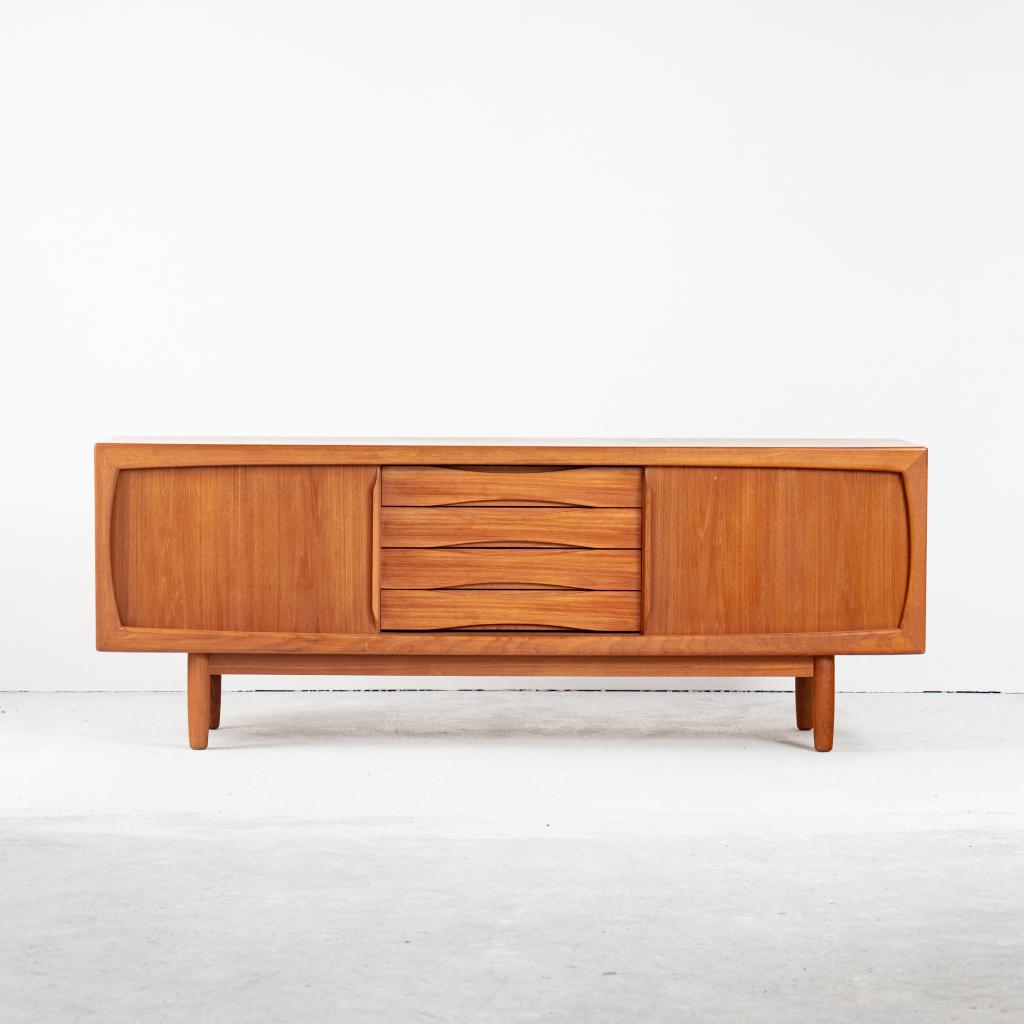 Deens teak dressoir / tv-meubel HP Hansen, 199 cm, Ophalen, Zo goed als nieuw, 25 tot 50 cm, 150 tot 200 cm