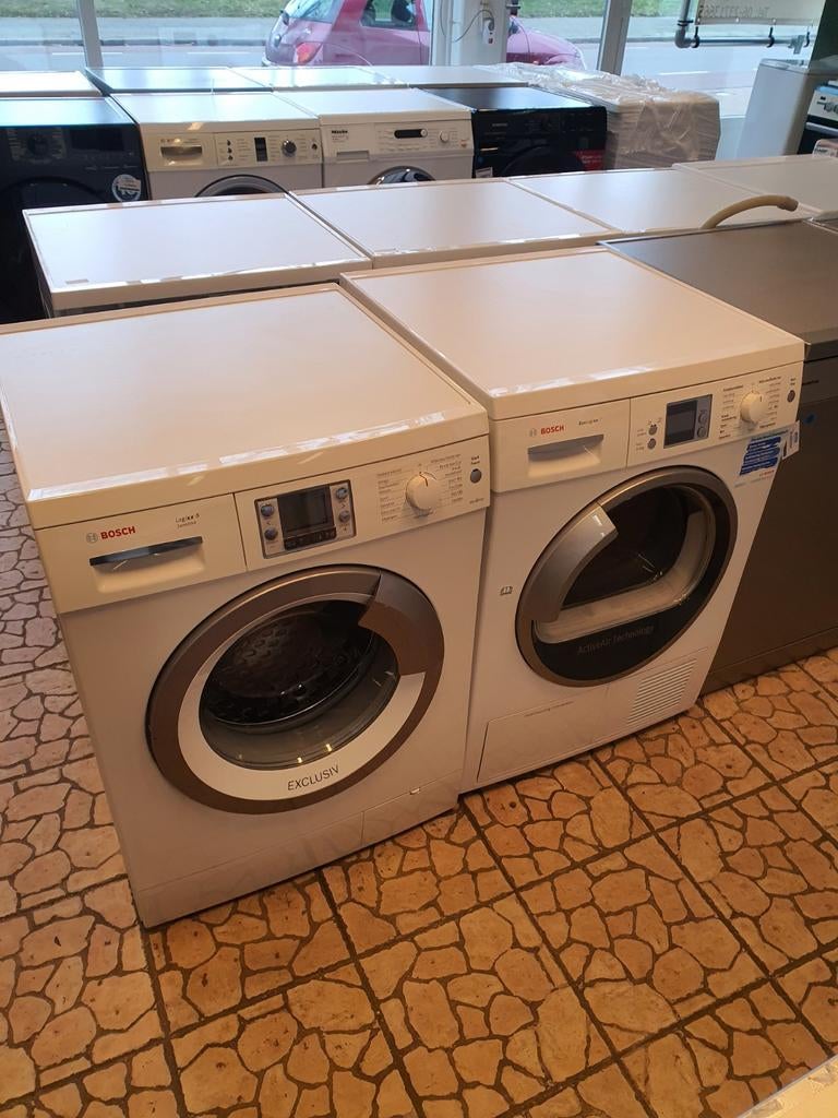 Mooie Setje Bosch wasmachine en warmtepomp 8KG inc Garantie, 1200 tot 1600 toeren, Gebruikt, Minder dan 85 cm, 8 tot 10 kg
