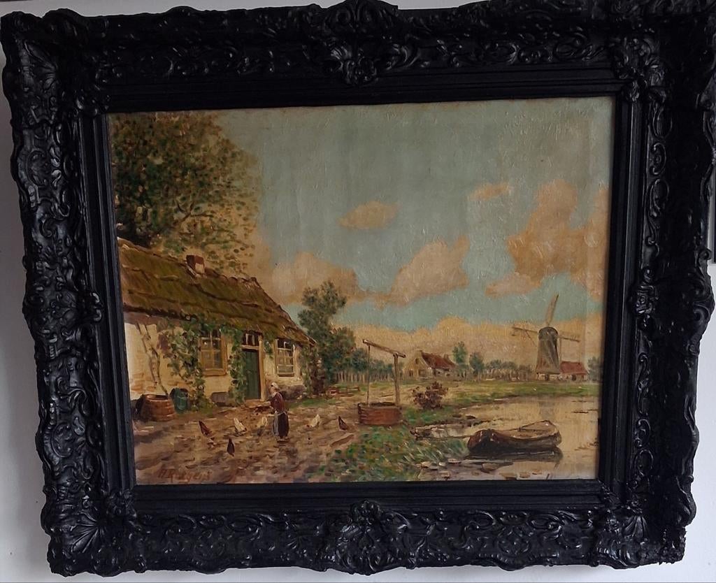 Anton Rutgers (1905-1981), Hollands tafereeltje. 51/47 cm., Antiek en Kunst, Ophalen