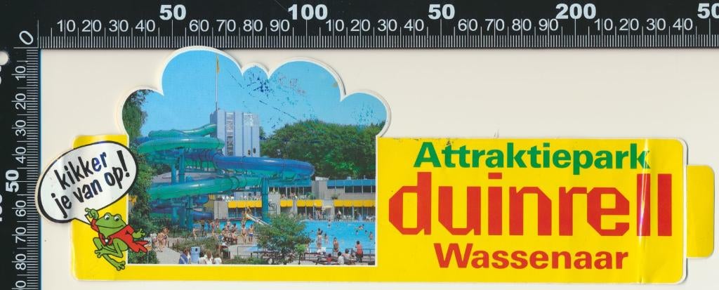 Sticker: Duinrell - Kikker je van op - Wassenaar (2), Verzamelen, Stickers, Zo goed als nieuw, Bedrijf of Vereniging, Ophalen of Verzenden