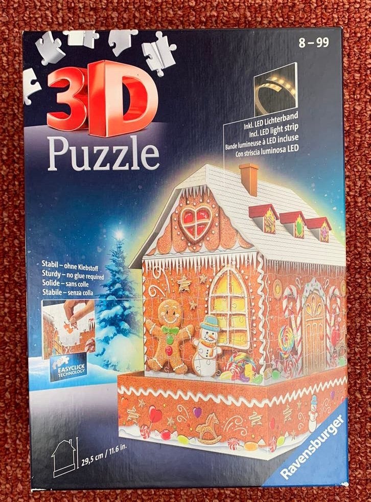 Ravensburger Kerst Gingerbread House Night Edition, Ophalen of Verzenden, Minder dan 500 stukjes, Zo goed als nieuw, Rubik's of 3D-puzzel