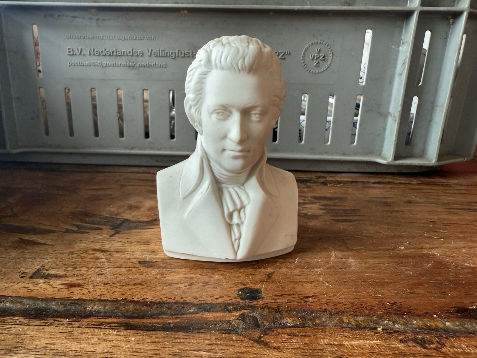 Kleine buste van Mozart, wit keramiek, Ophalen